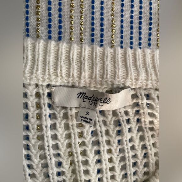 Madewell White Crew Neck Sweater with Textured Knit NWT - Picture 5 of 10